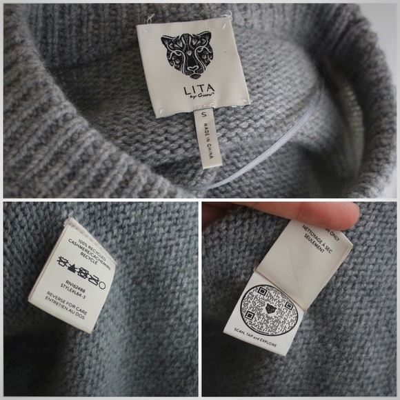 Lita by Ciara Cashmere Grey Block Knit Sweater - Picture 6 of 7